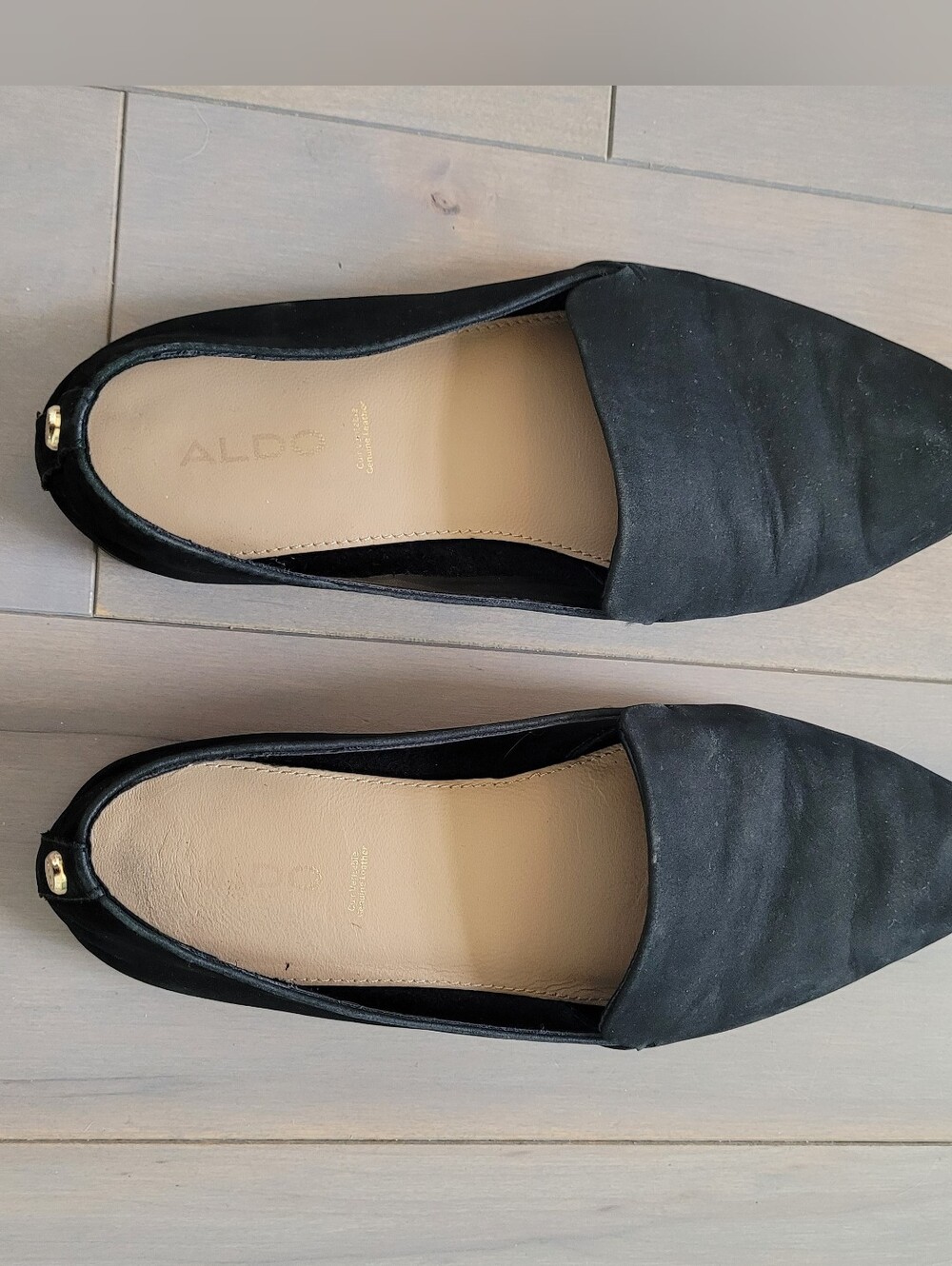 ALDO Black Suede Pointed Ballet Flats Size 6